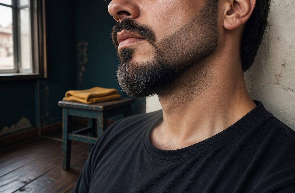 Man with a tapered beard, diagonal cheek line, and fuller hair along the jaw